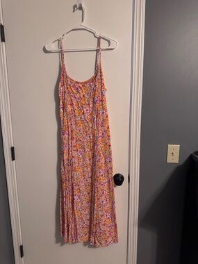 Old Navy Orange-Pink Floral Smocked Maxi Dress